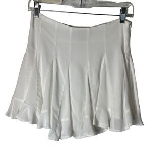 Forever 21 Ruffle Pleated Lightweight mini skirt white size XS